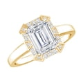 thumbnail image 1 of Rosec Jewels Lab Created Diamond Emerald Cut Engagement Ring with Halo - 2 Ct - Vintage Style Ring - 6X8 mm - EF-VS Quality, 10K Yellow Gold, US 12.50, 1 of 9