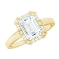 thumbnail image 1 of Rosec Jewels Lab Created Diamond Emerald Cut Engagement Ring with Halo - 2 Ct - Vintage Style Ring - 6X8 mm - EF-VS Quality, 14K Yellow Gold, US 11.50, 1 of 9
