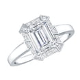 thumbnail image 1 of Rosec Jewels Lab Created Diamond Emerald Cut Engagement Ring with Halo - 2 Ct - Vintage Style Ring - 6X8 mm - EF-VS Quality, 925 Sterling Silver, US 4.00, 1 of 9