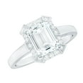 thumbnail image 1 of Rosec Jewels Lab Created Diamond Emerald Cut Engagement Ring with Halo - 2 Ct - Vintage Style Ring - 6X8 mm - EF-VS Quality, 14K White Gold, US 11.00, 1 of 9