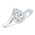 thumbnail image 1 of Rosec Jewels Lab Created Diamond Engagement Ring 1 Ct - 6X8 mm - Teardrop Ring (EF-VS Grade), 925 Sterling Silver, US 4.00, 1 of 9