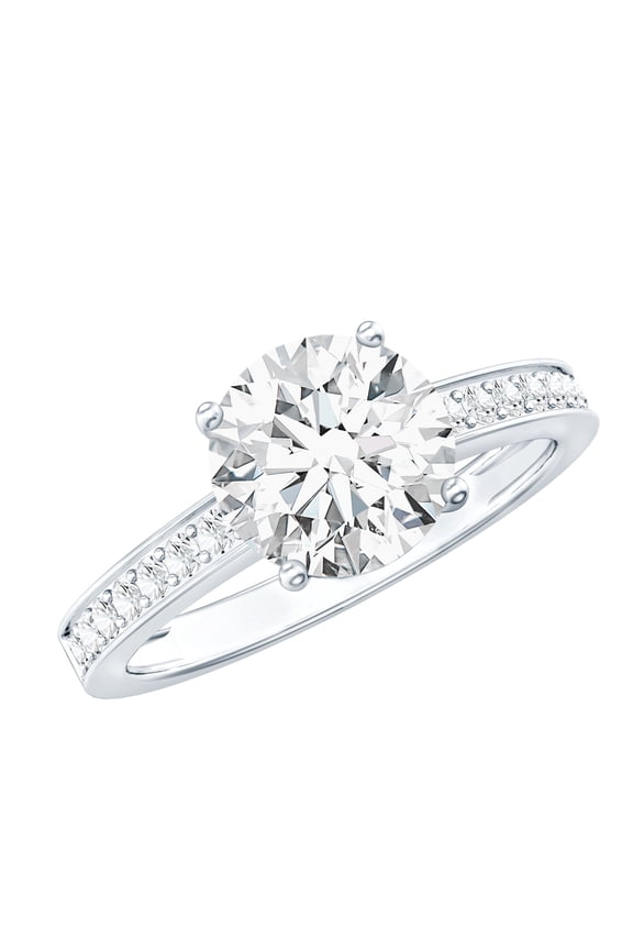 - Lab Created Diamond Engagement Ring - 2 Carat Diamond Circle Ring - 8 mm - Ef-Vs Quality, 14K White Gold, US 7.00