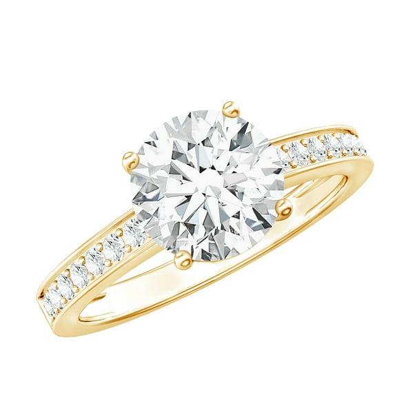 Rosec Jewels - Lab Created Diamond Engagement Ring - 2 Carat Diamond Circle Ring - 8 mm - Ef-Vs Quality, 14K Yellow Gold, US 4.00