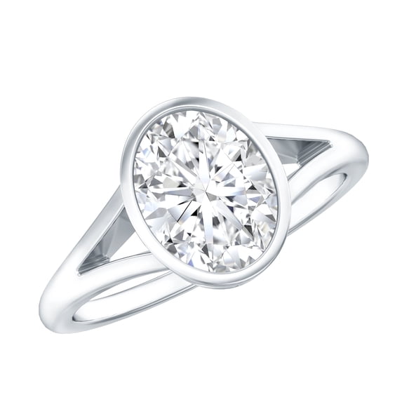 Rosec Jewels Lab Created Diamond Engagement Ring 2 Carat - Oval Solitaire Ring 7X9 mm (EF-VS Grade Certified), 10K White Gold, US 3.00