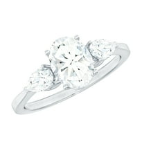 Rosec Jewels Lab Created Diamond Engagement Ring - 3 Stone Ring - EF-VS Quality, 925 Sterling Silver, US 4.00