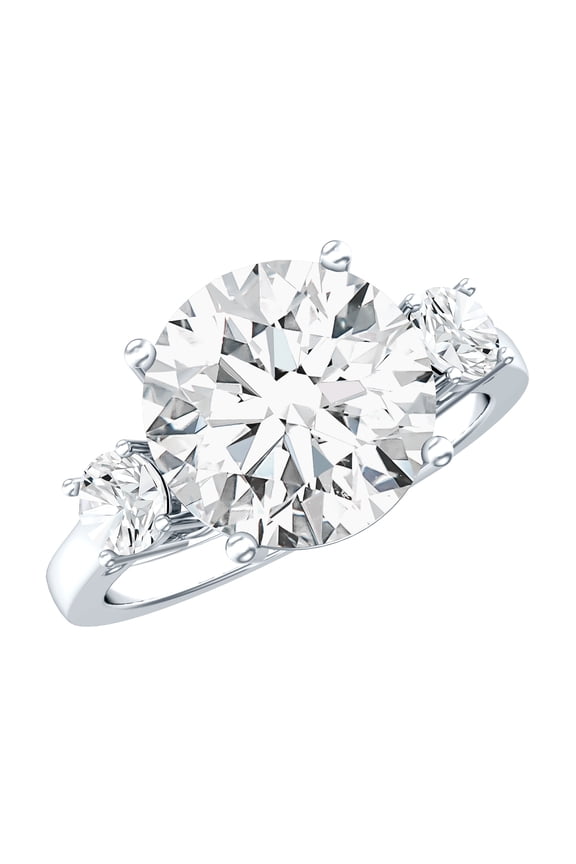 Lab Created Diamond Engagement Ring 4 Carat - IGI Certified (E-VS1 Quality) - Diamond 3 Stone Ring for Women, 925 Sterling Silver, US 4.00