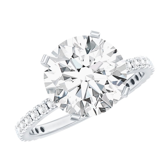Rosec Jewels Lab Created Diamond Engagement Ring 4ct - Round Diamond Solitaire Ring - EF-VS Quality Certified, 925 Sterling Silver, US 9.00