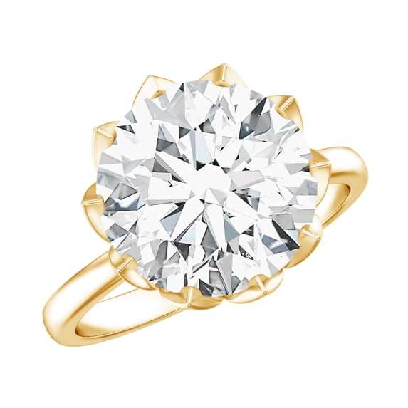 Rosec Jewels Lab Created Diamond Engagement Ring 5 Carat - IGI Certified (E-VS1 Quality) - Big Diamond Ring for Women, 10K Yellow Gold, US 7.00