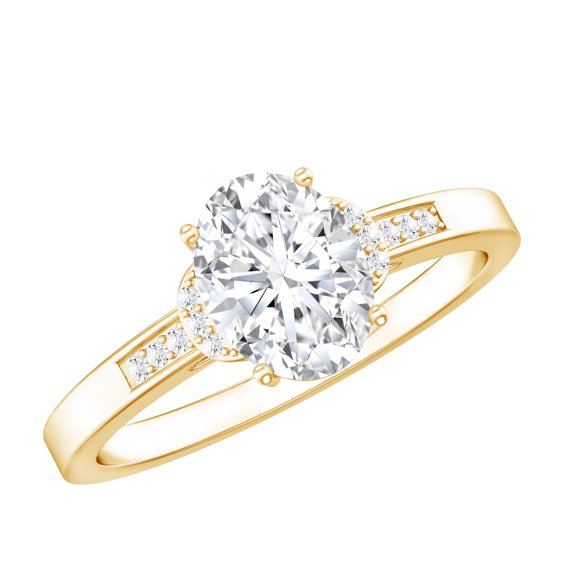 Rosec Jewels Lab Created Diamond Engagement Ring - 6X8 mm Oval, EF-VS Grade Certified, 10K Yellow Gold, US 8.50