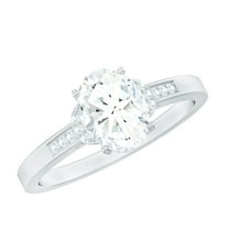 Rosec Jewels Lab Created Diamond Engagement Ring - 6X8 mm Oval, EF-VS Grade Certified, 925 Sterling Silver, US 4.00