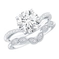 thumbnail image 1 of Rosec Jewels Lab Created Diamond Engagement Ring Set with Wedding Band (8 mm, 2 Ct, EF-VS Grade), 925 Sterling Silver, US 4.00, 1 of 8