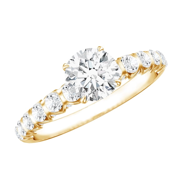 Rosec Jewels Lab Created Diamond Engagement Ring for Women (E-VS1 Quality) - IGI Certified Diamond Solitaire Ring, 14K Yellow Gold, US 3.50