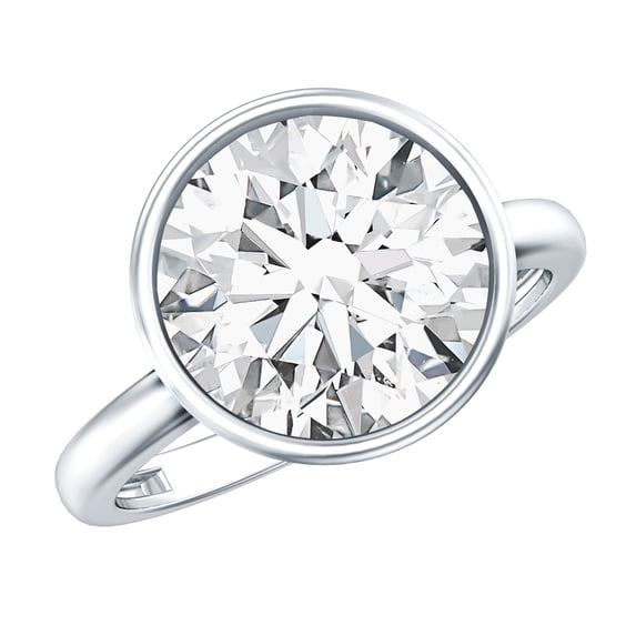 Rosec Jewels Lab Created Diamond Engagement Ring for Women (5 Ct, E-VS1 Quality) - IGI Certified Big Diamond Ring, 14K White Gold, US 11.00