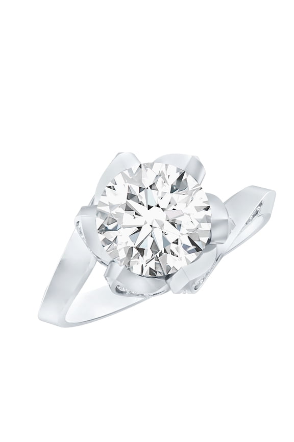 Lab Created Diamond Engagement Ring for Women - Nature Inspired Ring - 8 mm - 2 Carat, 14K White Gold, US 7.00