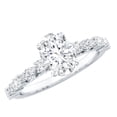 thumbnail image 1 of Rosec Jewels Lab Created Diamond Engagement Ring with Side Stones - 6X8 mm Oval - 1 ct - EF-VS Grade, 925 Sterling Silver, US 4.00, 1 of 9