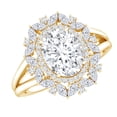 thumbnail image 1 of Rosec Jewels Lab Created Diamond Engagement ring with Double Halo (Ef-Vs Quality) - Statement ring for Women, 18K Yellow Gold, US 5.50, 1 of 8
