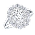 thumbnail image 1 of Rosec Jewels Lab Created Diamond Engagement ring with Double Halo (Ef-Vs Quality) - Statement ring for Women, 925 Sterling Silver, US 4.00, 1 of 8