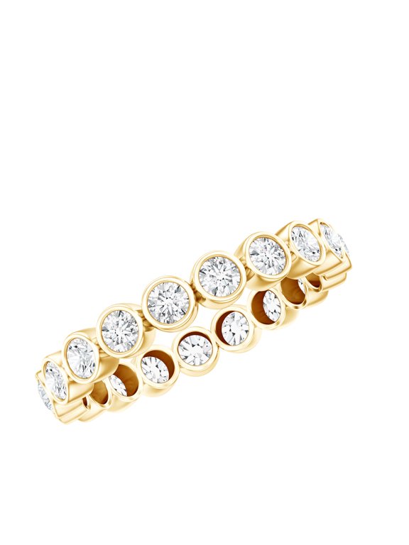 Lab Created Diamond Eternity Band (EF-VS Quality) - Bezel Eternity Ring for Valentines Day, 14K Yellow Gold, US 7.00