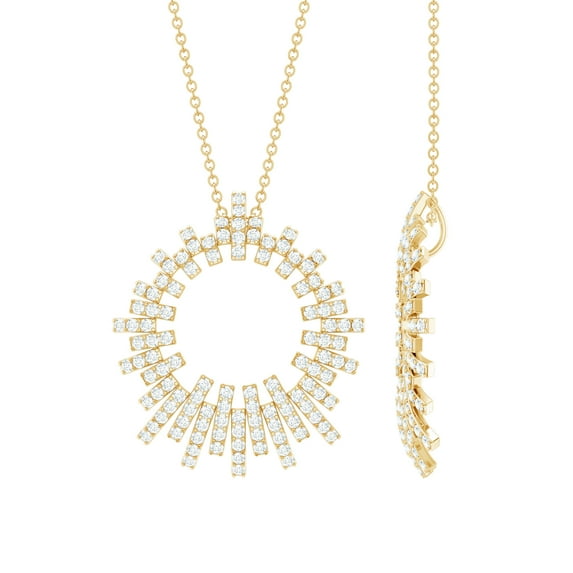 Rosec Jewels Lab Created Diamond Eternity Pendant with Chain - Circle Diamond Necklace (EF-VS Quality Certified) - Ready to Gift, 10K Yellow Gold