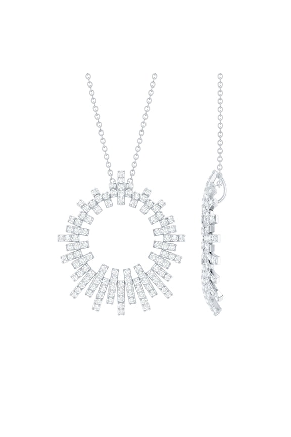 Lab Created Diamond Eternity Pendant with Chain - Circle Diamond Necklace (EF-VS Quality Certified) - Ready to Gift, 18K White Gold