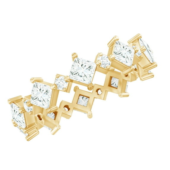 Rosec Jewels Lab Created Diamond Eternity Ring - Designer Wedding stacking Ring - EF-VS Grade, 10K Yellow Gold, US 12.00