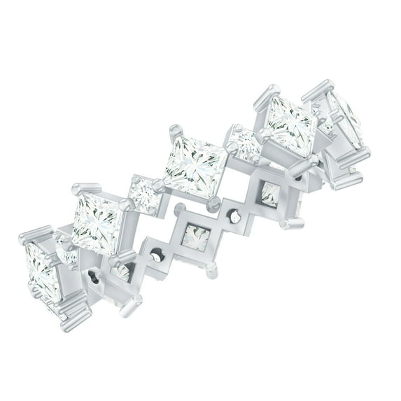 Rosec Jewels Lab Created Diamond Eternity Ring - Designer Wedding stacking Ring - EF-VS Grade, 925 Sterling Silver, US 4.00