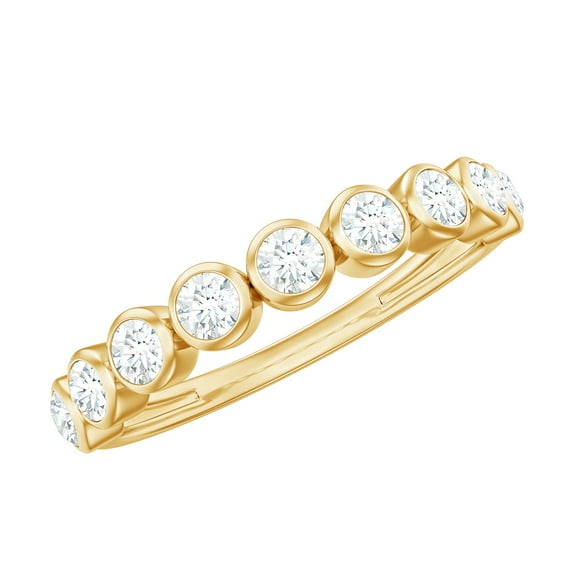 Rosec Jewels Lab Created Diamond Eternity Ring - EF-VS Quality Half Eternity Bezel Set Ring for Valentines Day, 10K Yellow Gold, US 5.50