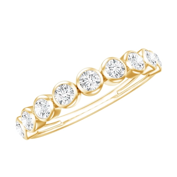 Rosec Jewels Lab Created Diamond Eternity Ring - EF-VS Quality Half Eternity Bezel Set Ring for Valentines Day, 10K Yellow Gold, US 5.50