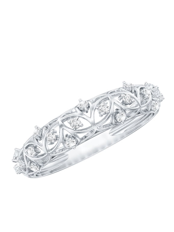 Lab Created Diamond Eternity Ring (Ef-Vs Quality) - Filigree Wedding Band Ring for Bride, 14K White Gold, US 7.00