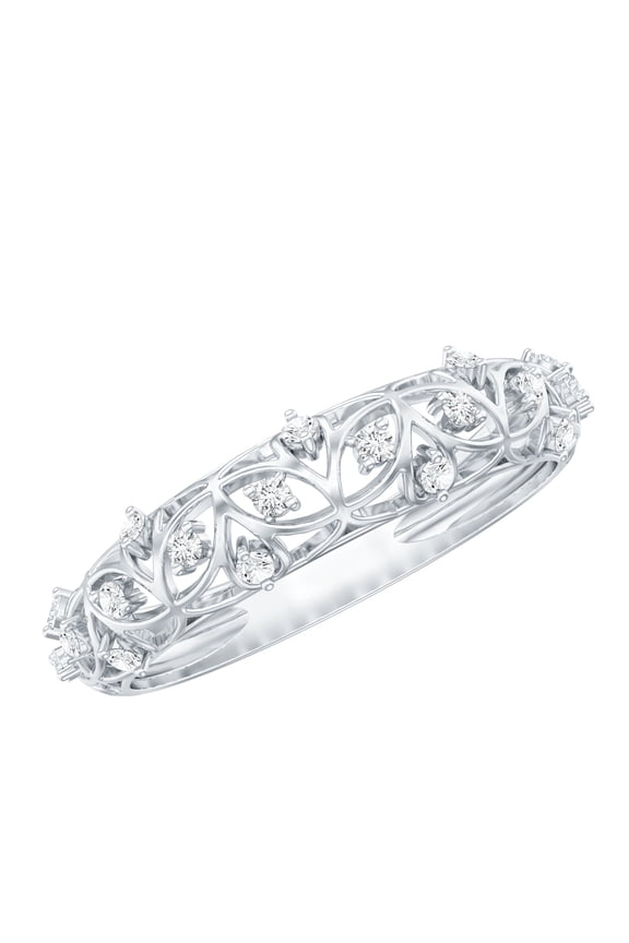 Lab Created Diamond Eternity Ring (Ef-Vs Quality) - Filigree Wedding Band Ring for Bride, 925 Sterling Silver, US 4.00