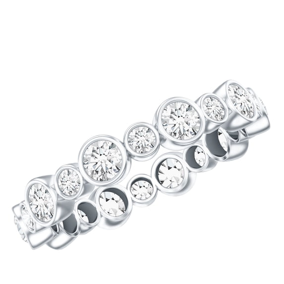 Rosec Jewels Lab Created Diamond Eternity Ring - Full Eternity Bezel Set Ring (EF-VS Quality), 925 Sterling Silver, US 4.00
