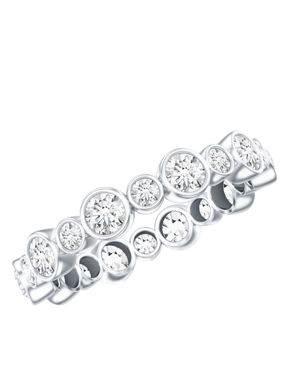 Lab Created Diamond Eternity Ring - Full Eternity Bezel Set Ring (EF-VS Quality), 925 Sterling Silver, US 7.00