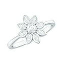 thumbnail image 1 of Rosec Jewels Lab Created Diamond Floral Ring (Ef-Vs Quality) - 8 Petal Flower Ring - Statement Cocktail Ring, 18K White Gold, US 4.00, 1 of 4
