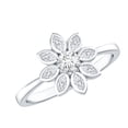 thumbnail image 1 of Rosec Jewels Lab Created Diamond Floral Ring (Ef-Vs Quality) - 8 Petal Flower Ring - Statement Cocktail Ring, 925 Sterling Silver, US 4.00, 1 of 4