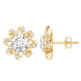 thumbnail image 1 of Rosec Jewels Lab Created Diamond Flower Earrings - 2 Carat Diamond Earrings (6 mm, Ef-Vs Quality) - Anniversary Gift, 18K Yellow Gold, 1 of 6