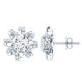 thumbnail image 1 of Rosec Jewels Lab Created Diamond Flower Earrings - 2 Carat Diamond Earrings (6 mm, Ef-Vs Quality) - Anniversary Gift, 925 Sterling Silver, 1 of 6