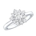 thumbnail image 1 of Rosec Jewels Lab Created Diamond Flower Ring - Cluster Engagement Ring - EF-VS Grade Certified, 10K White Gold, US 5.50, 1 of 9