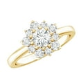 thumbnail image 1 of Rosec Jewels Lab Created Diamond Flower Ring - Cluster Engagement Ring - EF-VS Grade Certified, 14K Yellow Gold, US 3.00, 1 of 9