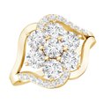 thumbnail image 1 of Rosec Jewels Lab Created Diamond Flower Ring - Statement Engagement Ring - EF-VS Quality, 18K Yellow Gold, US 11.50, 1 of 9