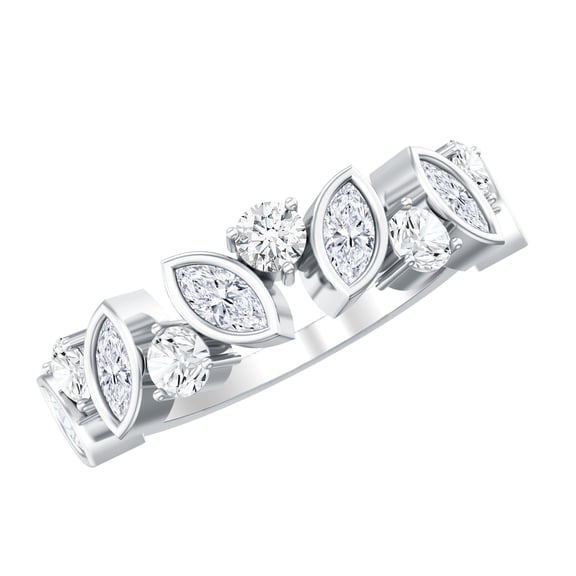 Rosec Jewels Lab Created Diamond Half Eternity Anniversary Ring for Women - Ready to Gift for Christmas, 925 Sterling Silver, US 10.00