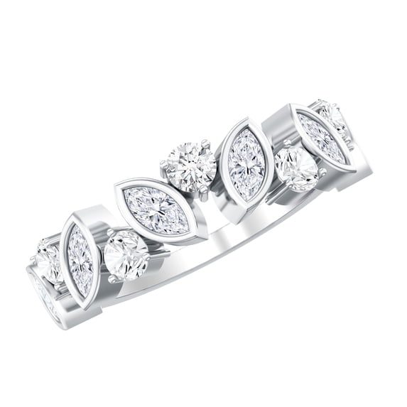 Rosec Jewels Lab Created Diamond Half Eternity Anniversary Ring for Women - Ready to Gift for Christmas, 925 Sterling Silver, US 4.00
