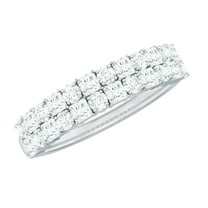 Rosec Jewels Lab Created Diamond Half Eternity Ring - 2 Row Wedding Band Ring (Ef-Vs Quality) - with Jewelry Box, 925 Sterling Silver, US 4.00
