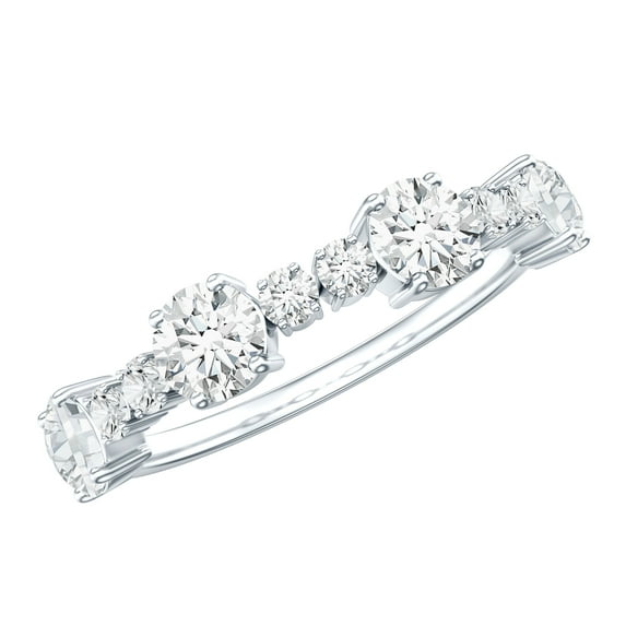 Rosec Jewels Lab Created Diamond Half Eternity Ring (Ef-Vs Quality) - Promise Ring for Valentines Day Gift, 10K White Gold, US 8.00