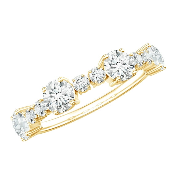 Rosec Jewels Lab Created Diamond Half Eternity Ring (Ef-Vs Quality) - Promise Ring for Valentines Day Gift, 14K Yellow Gold, US 3.00