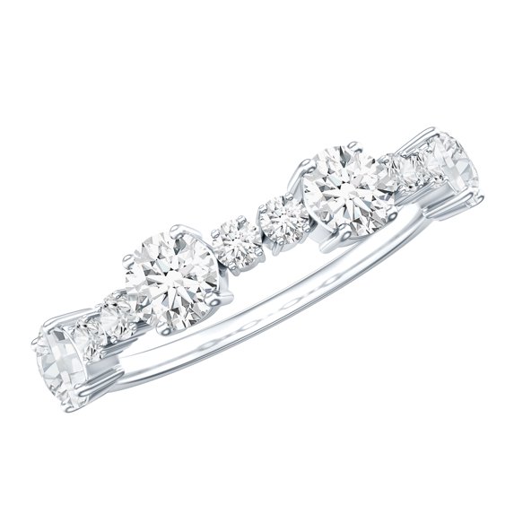 Rosec Jewels Lab Created Diamond Half Eternity Ring (Ef-Vs Quality) - Promise Ring for Valentines Day Gift, 18K White Gold, US 3.00