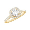 thumbnail image 1 of Rosec Jewels Lab Created Diamond Halo Engagement Ring with Side Stones - EF-VS Quality Certified - with Jewelry Box, 14K Yellow Gold, US 12.00, 1 of 9