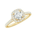 thumbnail image 1 of Rosec Jewels Lab Created Diamond Halo Engagement Ring with Side Stones - EF-VS Quality Certified - with Jewelry Box, 18K Yellow Gold, US 4.50, 1 of 9