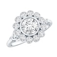thumbnail image 1 of Rosec Jewels Lab Created Diamond Halo Ring (EF-VS Quality) - Bezel Set Engagement Ring - with Jewelry Box, 925 Sterling Silver, US 6.50, 1 of 9