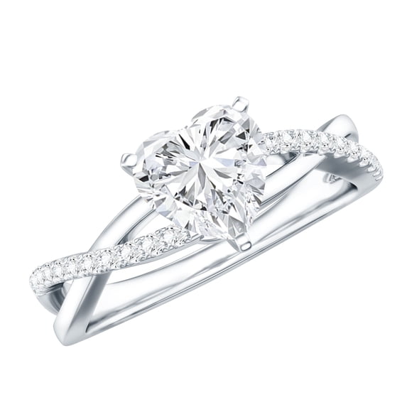 Rosec Jewels - Lab Created Diamond Heart Engagement Ring 1 ct - 7 mm - Ef-Vs Quality, 14K White Gold, US 5.00
