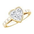 thumbnail image 1 of Rosec Jewels Lab Created Diamond Heart Engagement Ring 2 Carat - Bezel Set Diamond Ring (8mm, Ef-Vs Quality), 14K Yellow Gold, US 12.50, 1 of 5